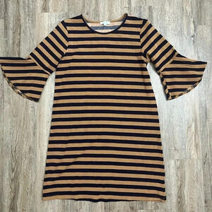 Jade Melody Tam • Navy and Brown Striped Dress